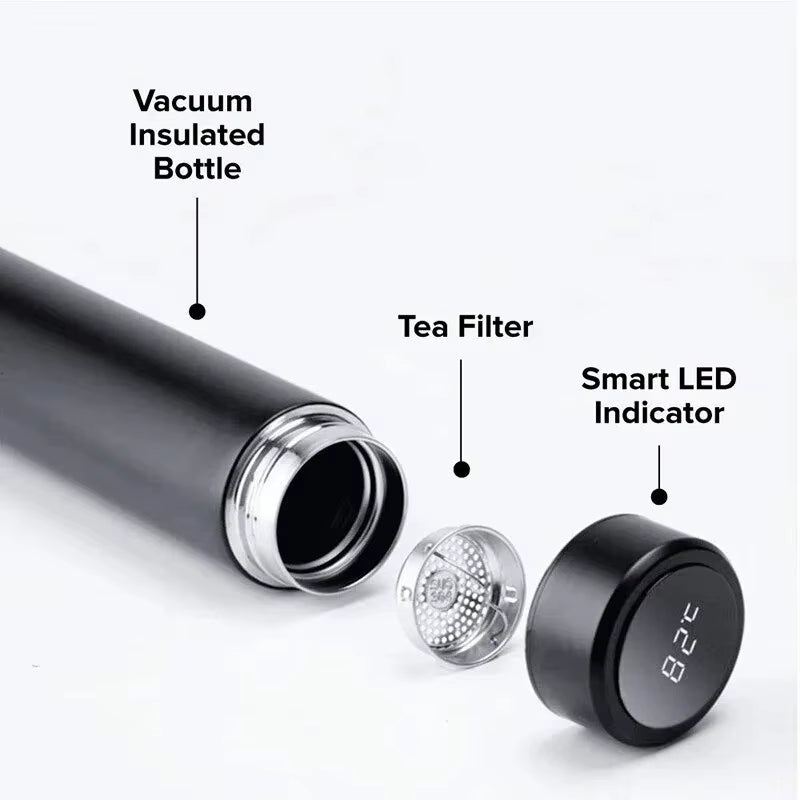 1Pc Stainless Steel Smart Water Bottle Leak Proof Double Walled Keep Drink Hot and Cold LCD Temperature Display Bottle