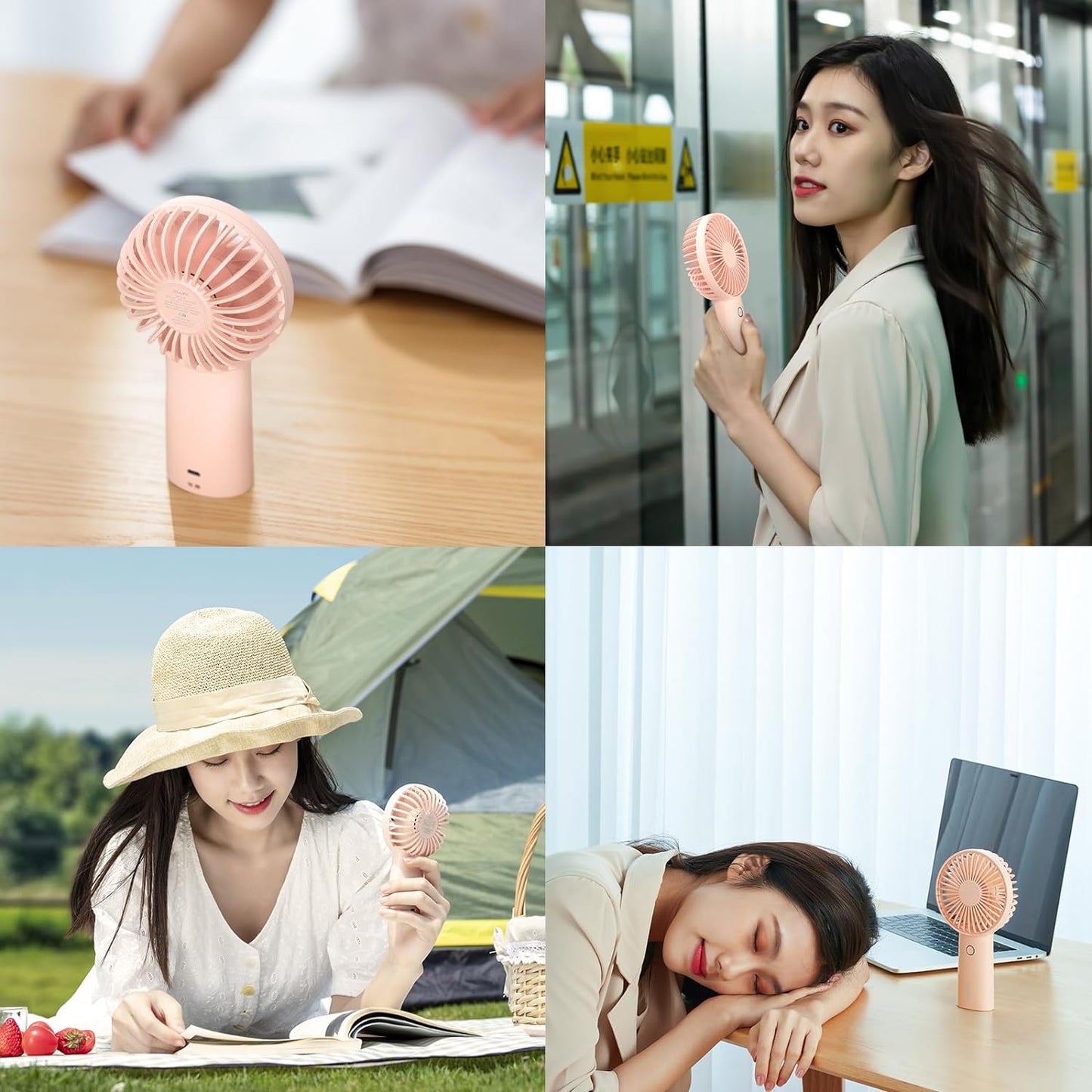 Handheld Portable Fan [20H Max Cooling Time] Mini Hand Fan, 4000Mah USB Rechargeable Personal Fan, Battery Operated Small Fan with 3 Speeds for Travel/Commute/Makeup/Office-Pink