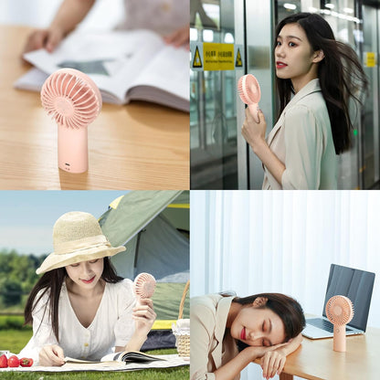 Handheld Portable Fan [20H Max Cooling Time] Mini Hand Fan, 4000Mah USB Rechargeable Personal Fan, Battery Operated Small Fan with 3 Speeds for Travel/Commute/Makeup/Office-Pink