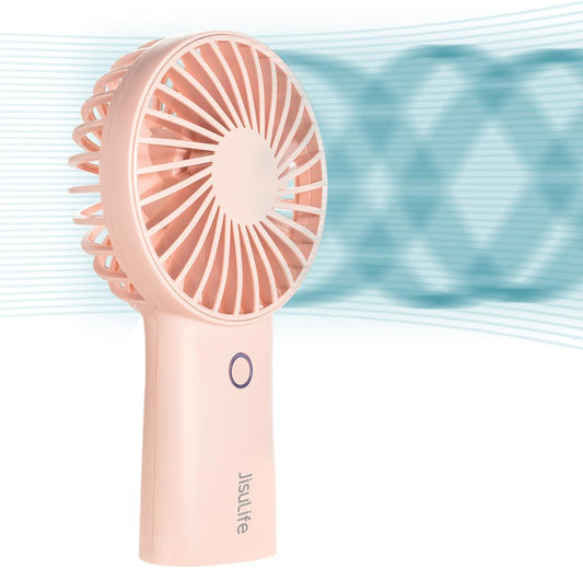 Handheld Portable Fan [20H Max Cooling Time] Mini Hand Fan, 4000Mah USB Rechargeable Personal Fan, Battery Operated Small Fan with 3 Speeds for Travel/Commute/Makeup/Office-Pink